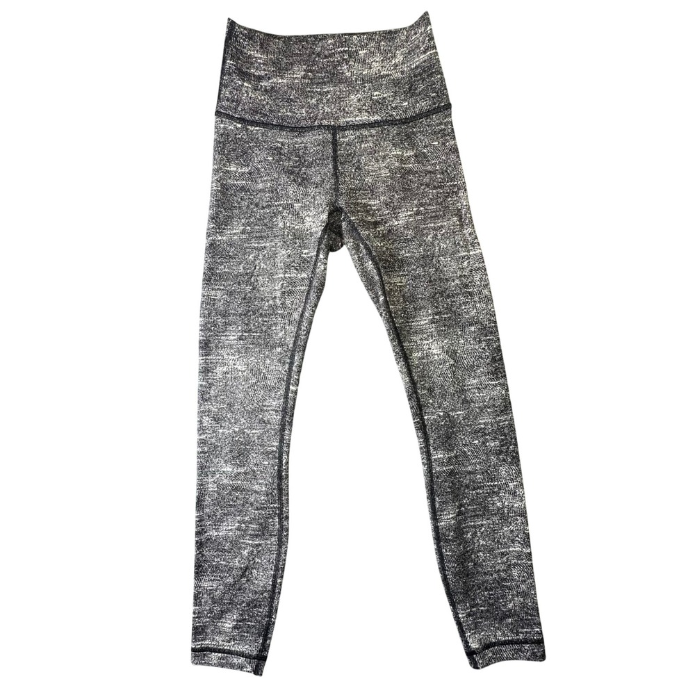 Lululemon Wunder Under High Rise Leggings‎ Space Dye Black White Sz 4 Athleisure
